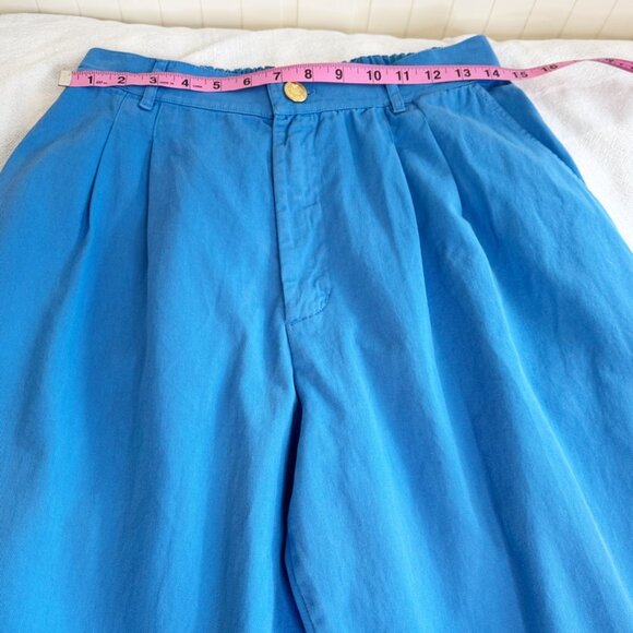 Big Bud Press Petite Trousers Blue Cotton Twill High Waist Relaxed Fit Petite M - Picture 11 of 13